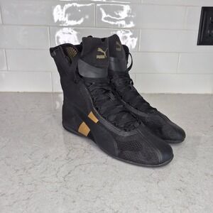 Puma Eskiva Hi Boxing Inspired Sneakers 7.5 Black Gold Womens